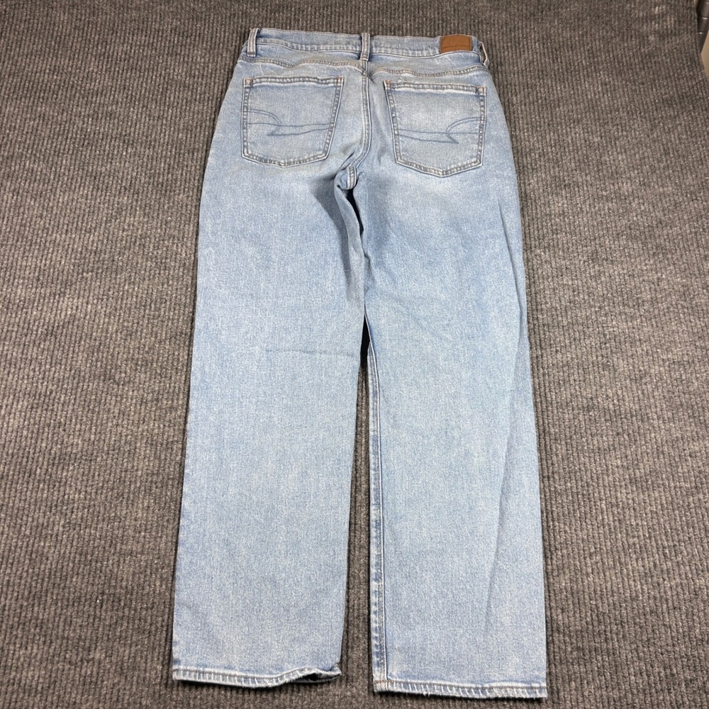 American Eagle Jeans Women's 10 Super High Rise Straight Light Wash Blue Short